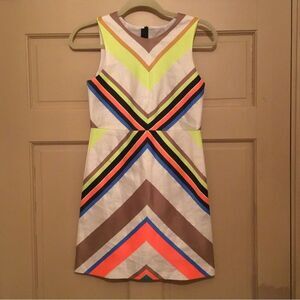 Milly Minis girls dress size 14 geometric neon a-line Linen Polyester Silk Blend